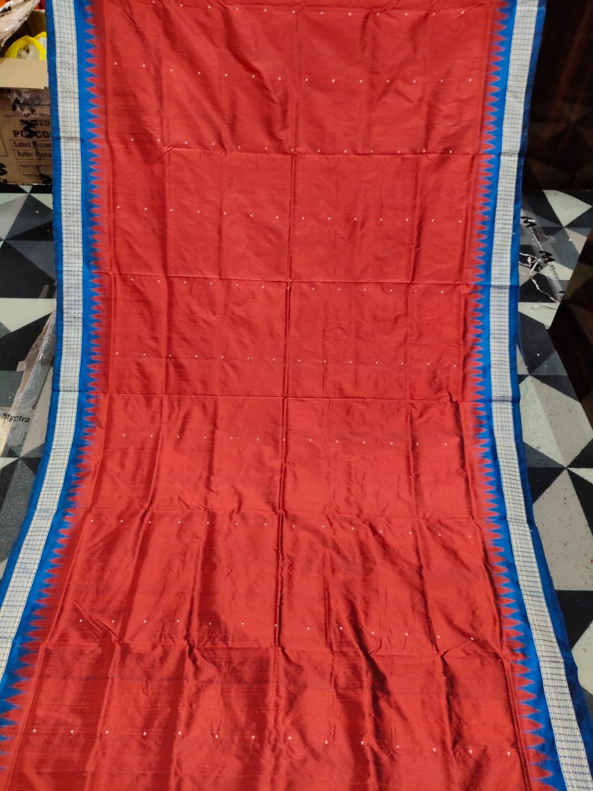 Maroon Copper Sulphate Mini Buti  Bomkai Silk Saree