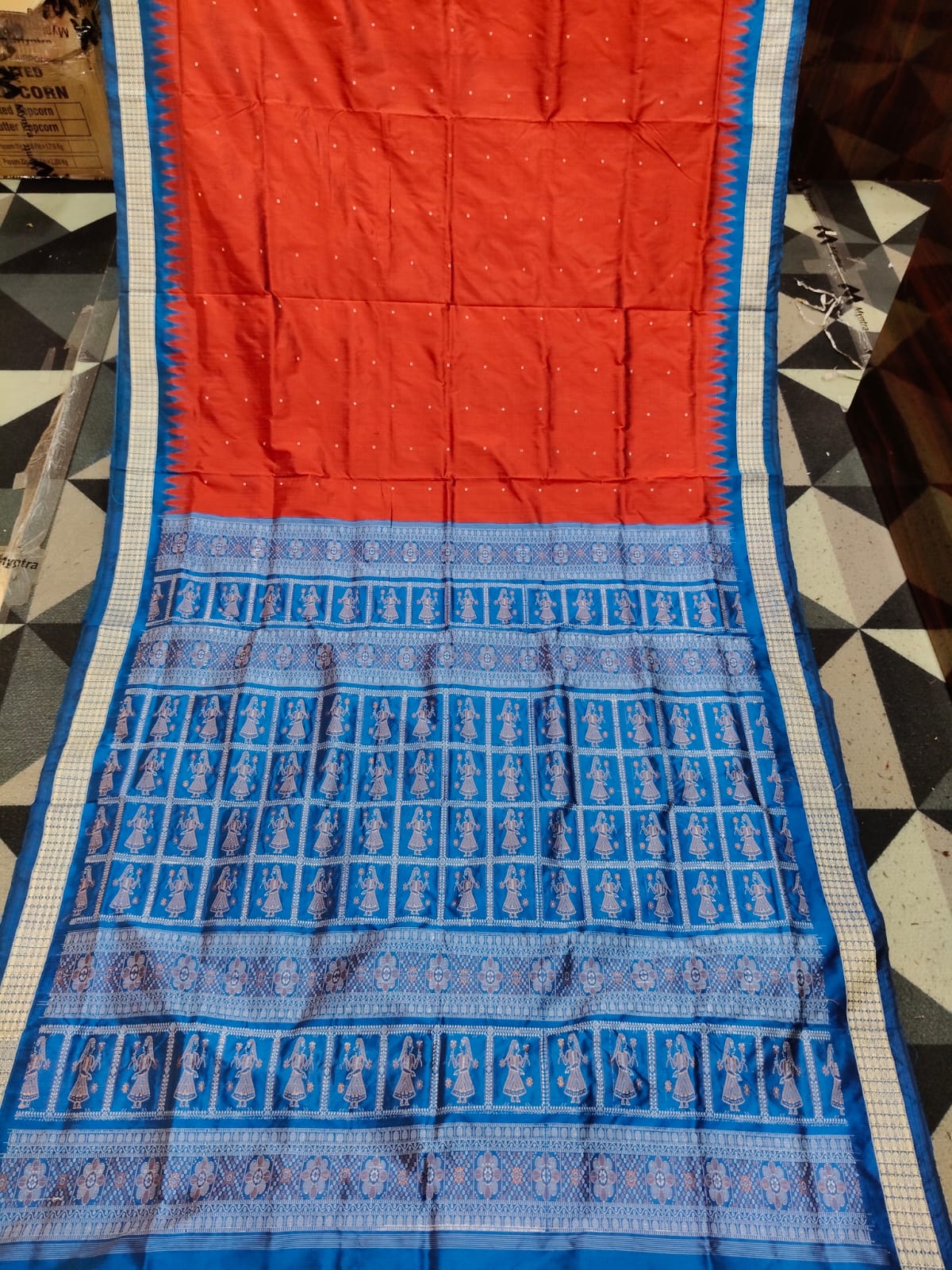 Maroon Copper Sulphate Mini Buti  Bomkai Silk Saree