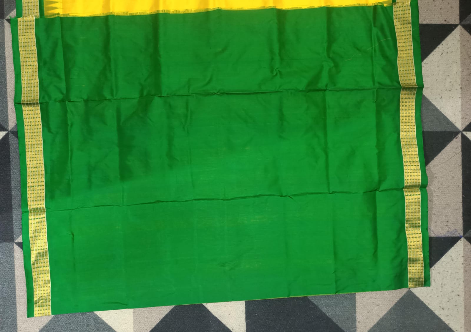Yellow Green Kalasi  Laxmi Pada  Bomkai Half Tissue Silk Saree