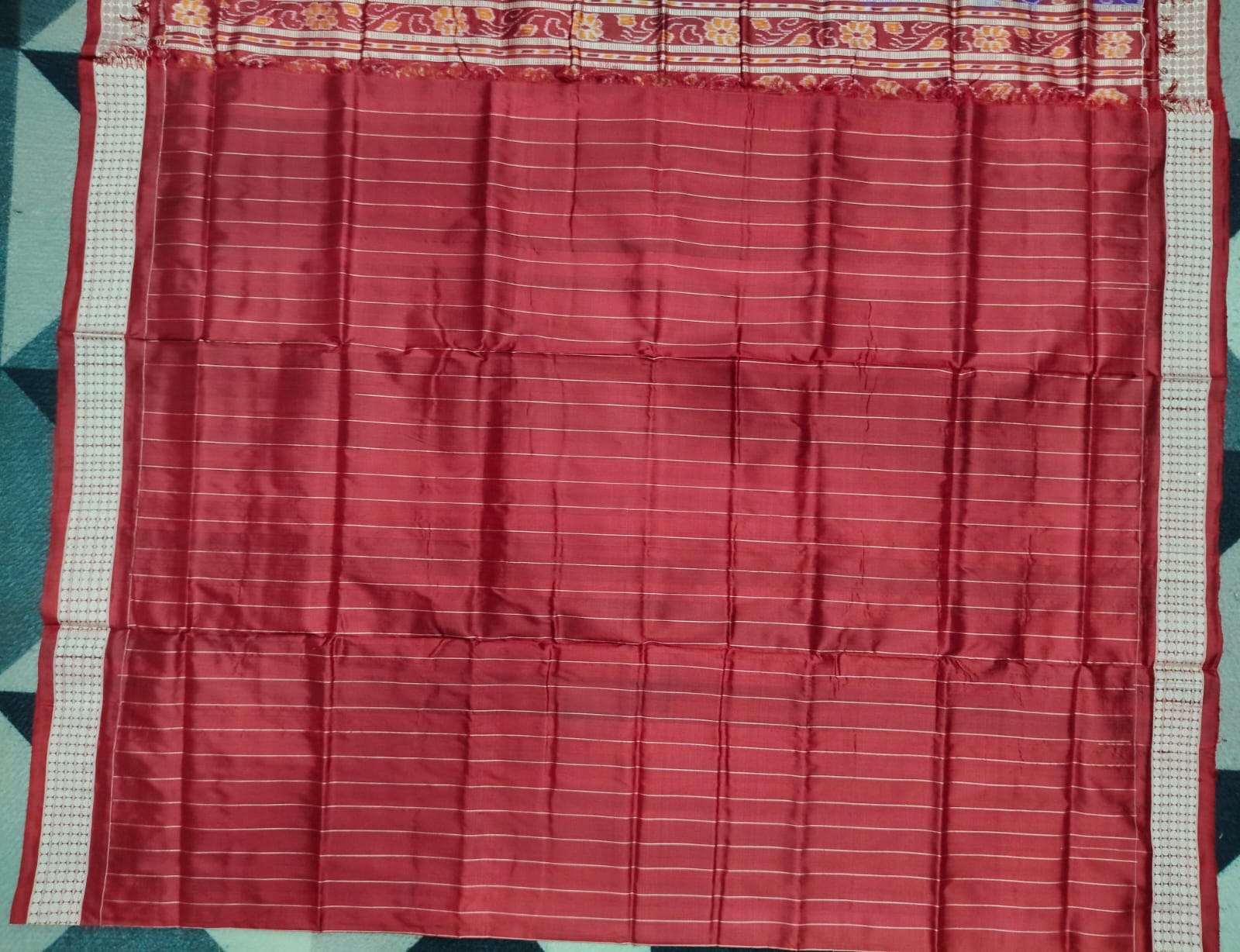 Blue Maroon Adibasi Dance Design Sambalpuri Silk Saree