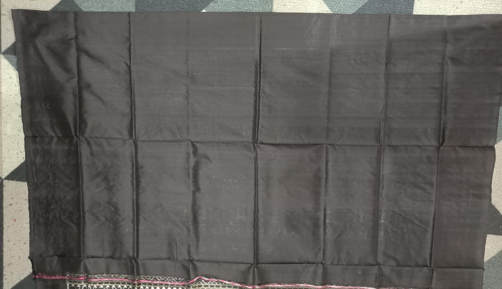 Black Silver Tribal Design Sambalpuri Silk Saree