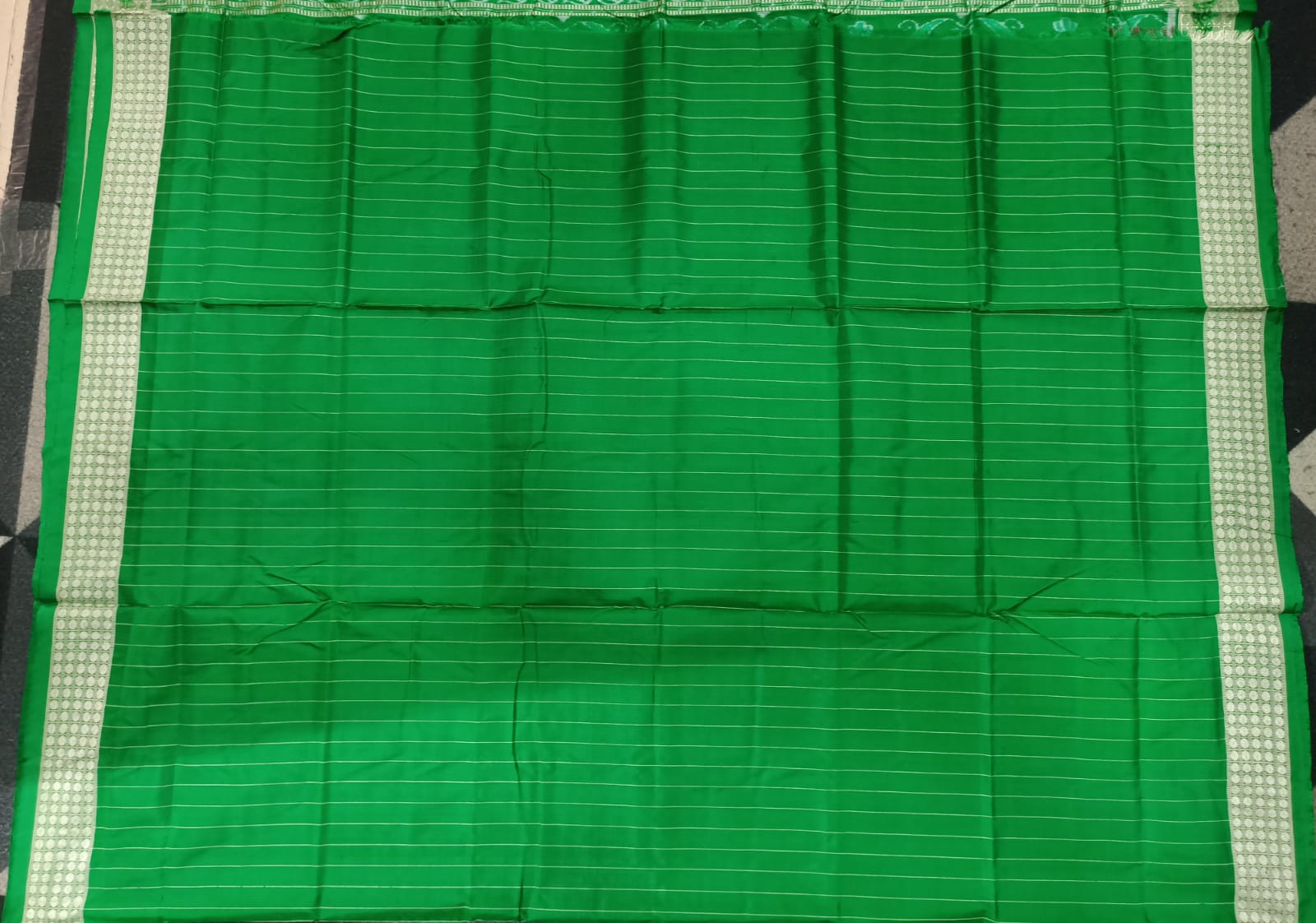 Peach Green Tree Design Sambalpuri Silk Saree