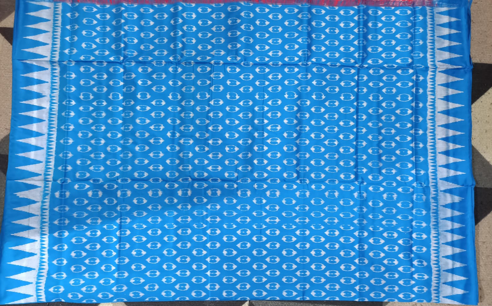 Red Copper Sulphate Tribal Design Sambalpuri Silk Saree