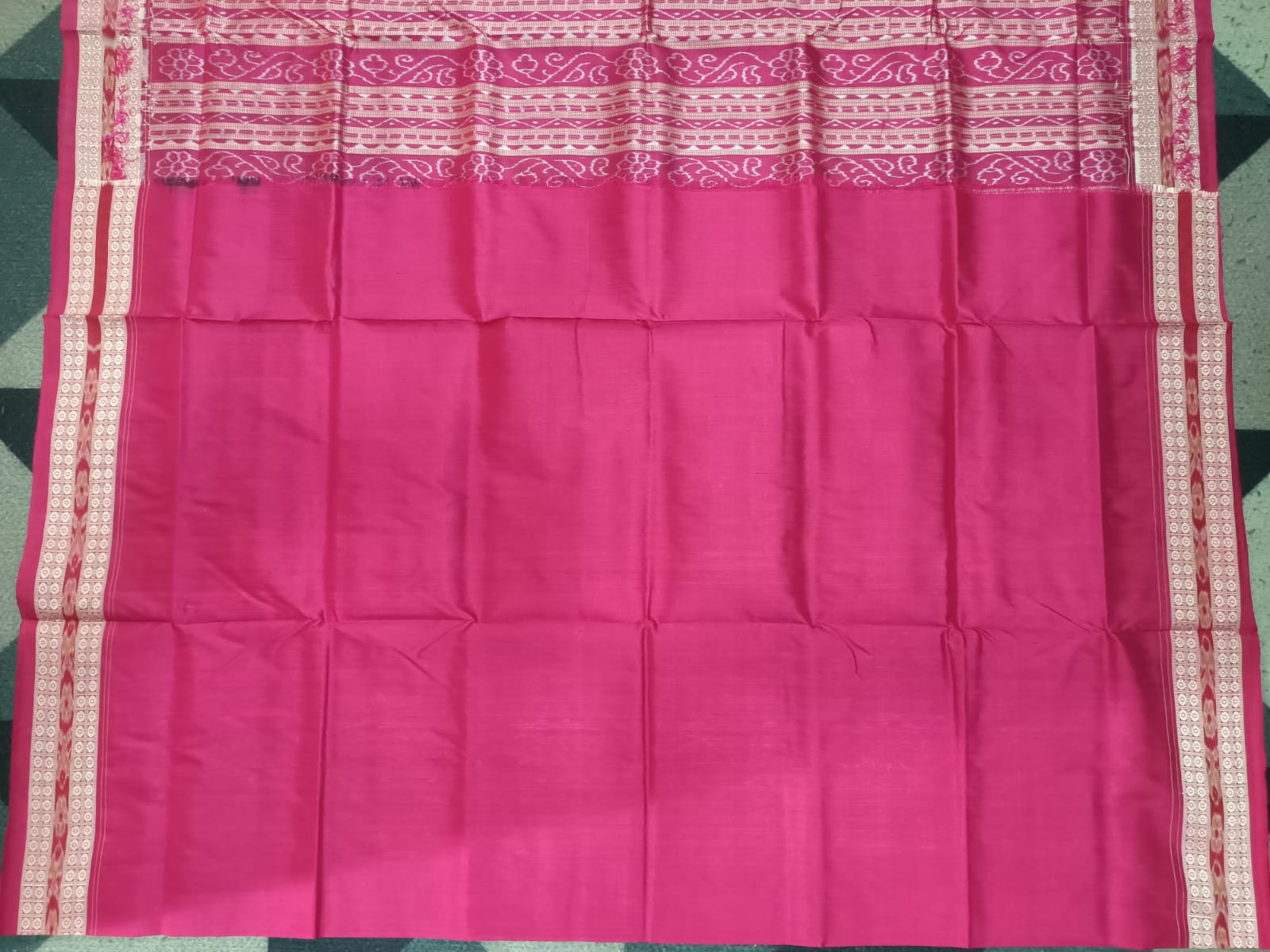 Navy Blue Magenta Tree & Elephant Design Sambalpuri Silk Saree