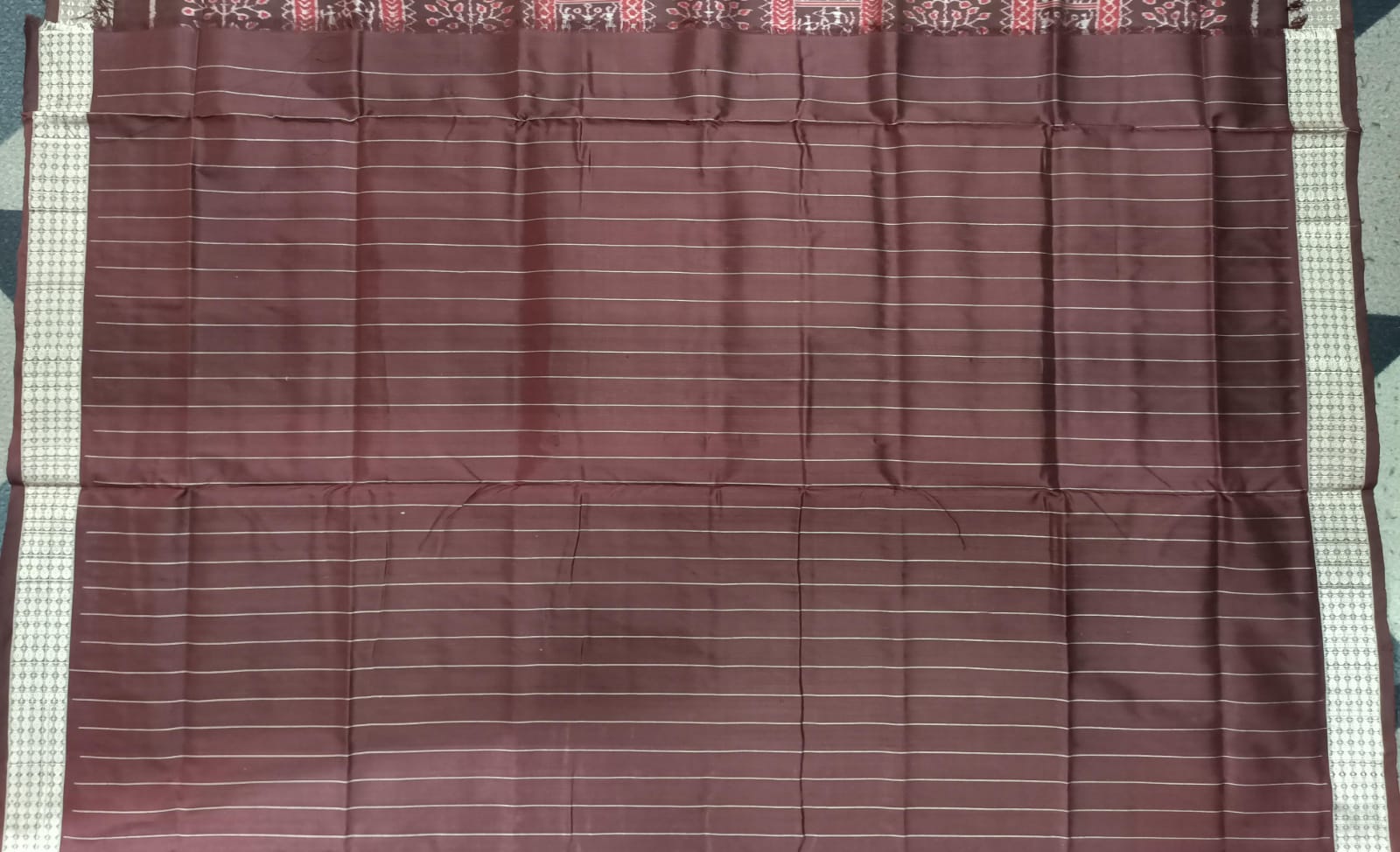 Orange Coffee Tribal & Tree Design Sambalpuri Silk Saree