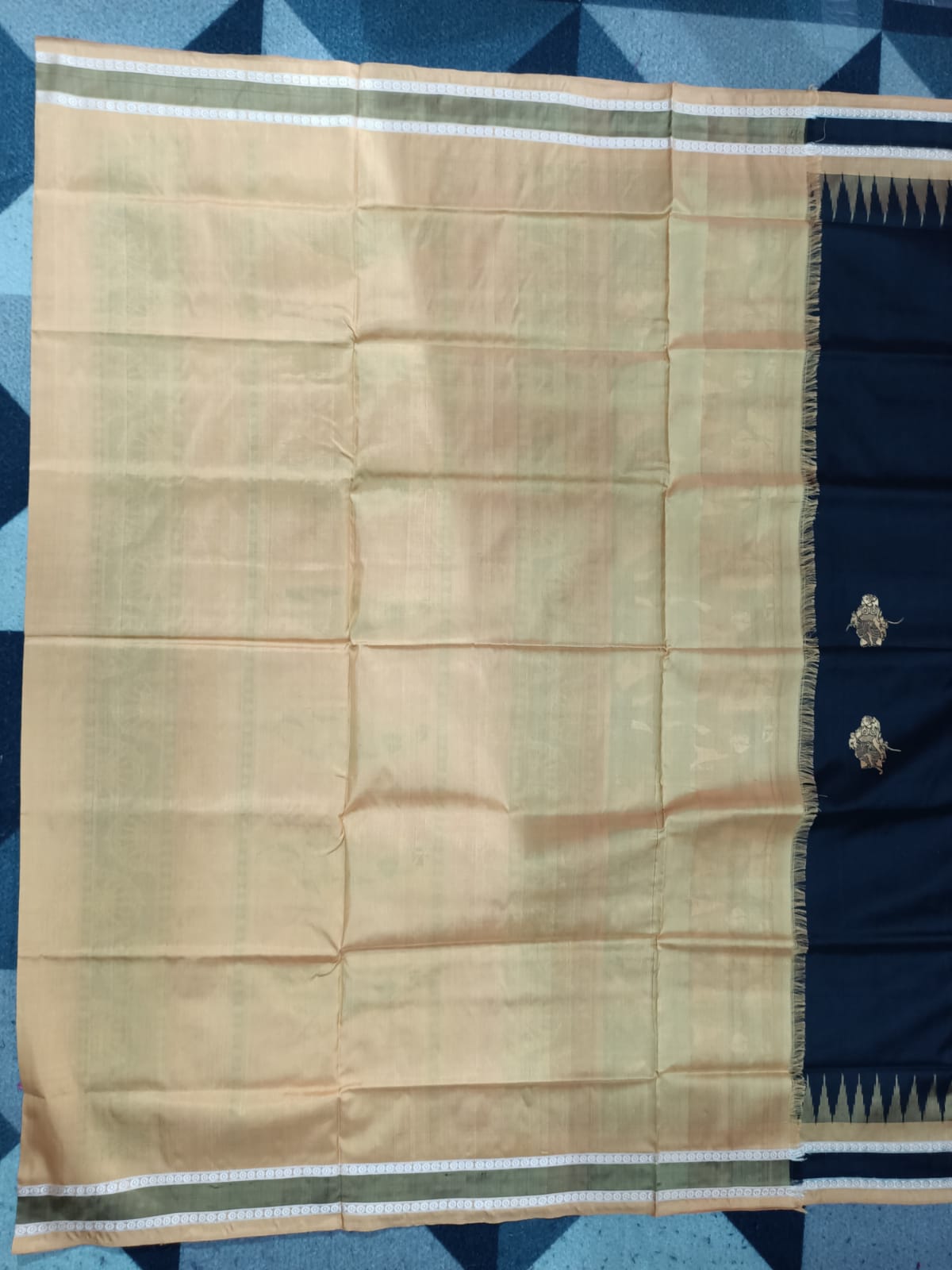 Black Yellow Natraj Exclusive Bomkai Silk Saree