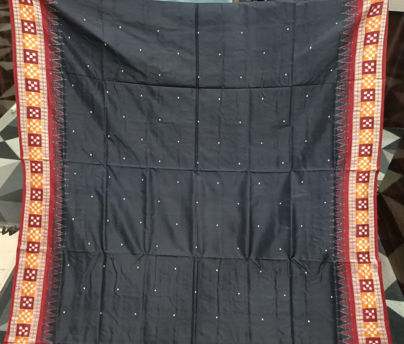 Black Maroon Sakta Border Bomkai Silk Saree