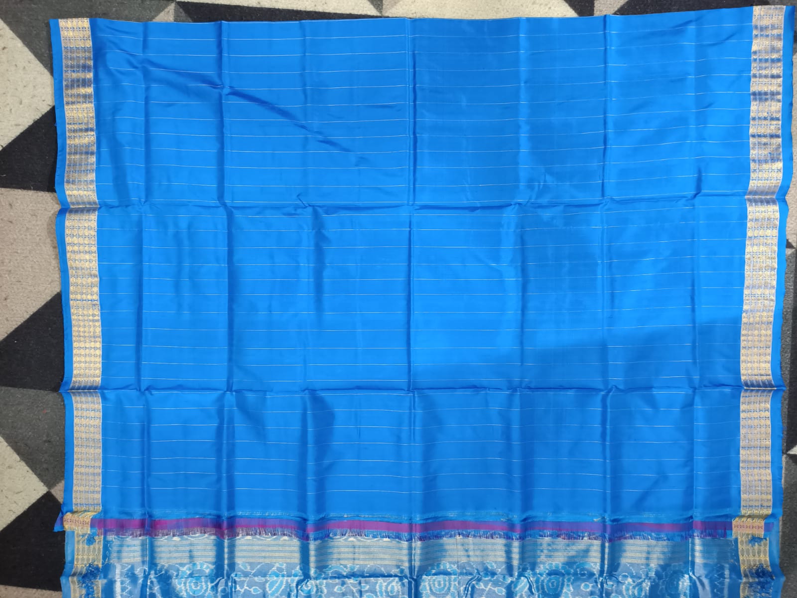 Purple Copper Sulphate  Buti Bomkai Half Tissue Silk Saree