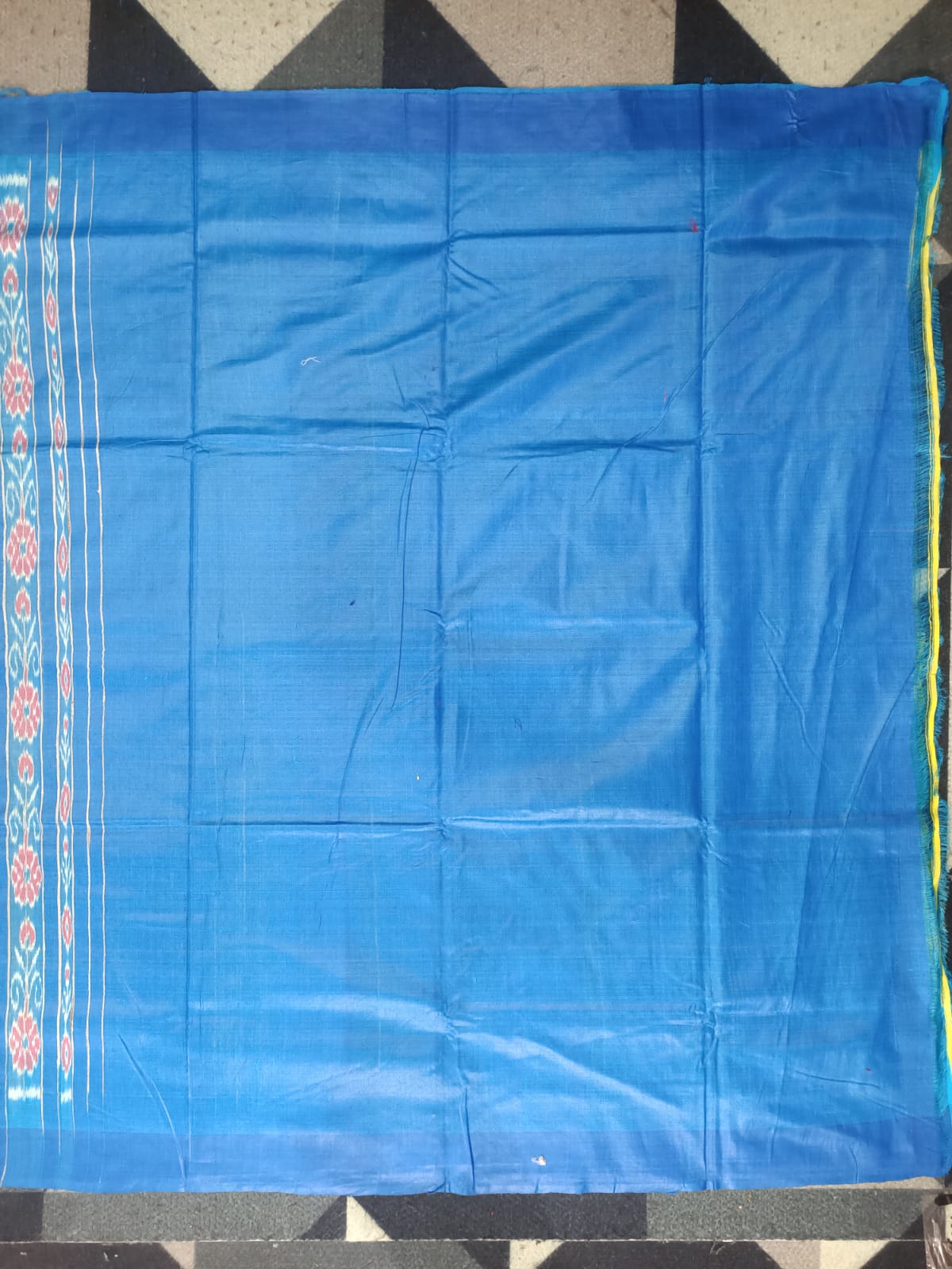 Yellow Copper Sulphate Kumbha Border Eri Tusser Silk Saree