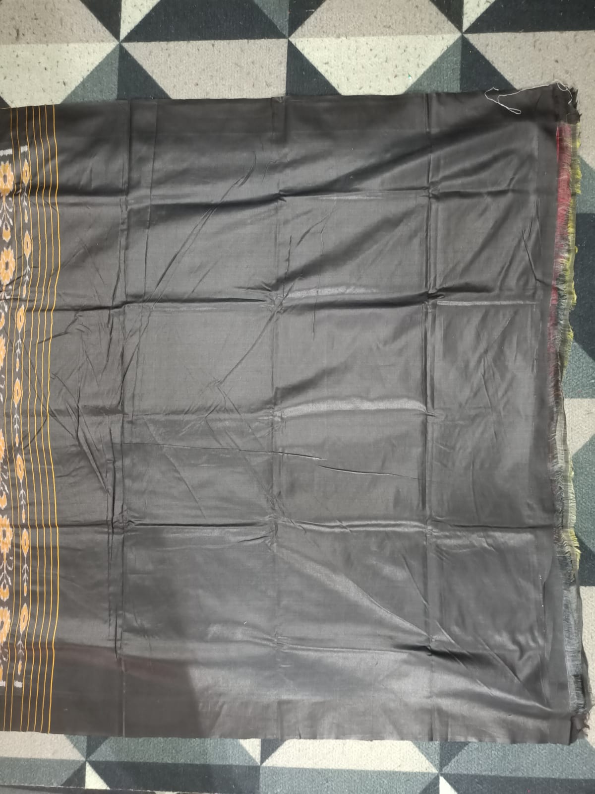 Maroon Black Kumbha Border Eri Tusser Silk Saree