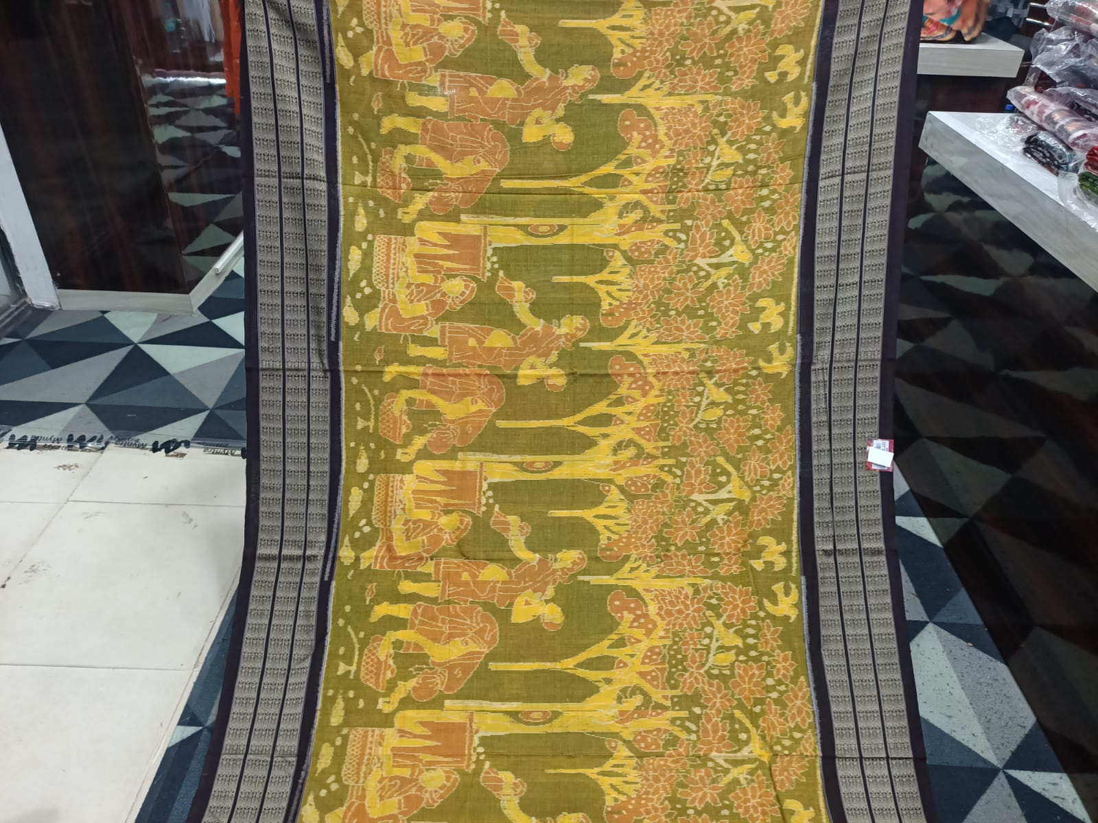 Yellow Black Mahulabenta Sambalpuri Cotton Saree