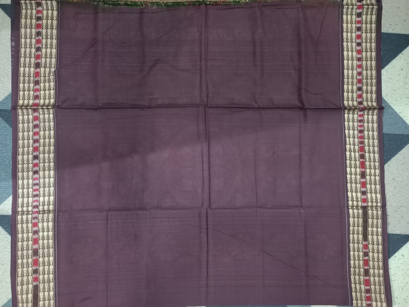 Green Black Deer & Tree Design Sambalpuri Cotton Saree