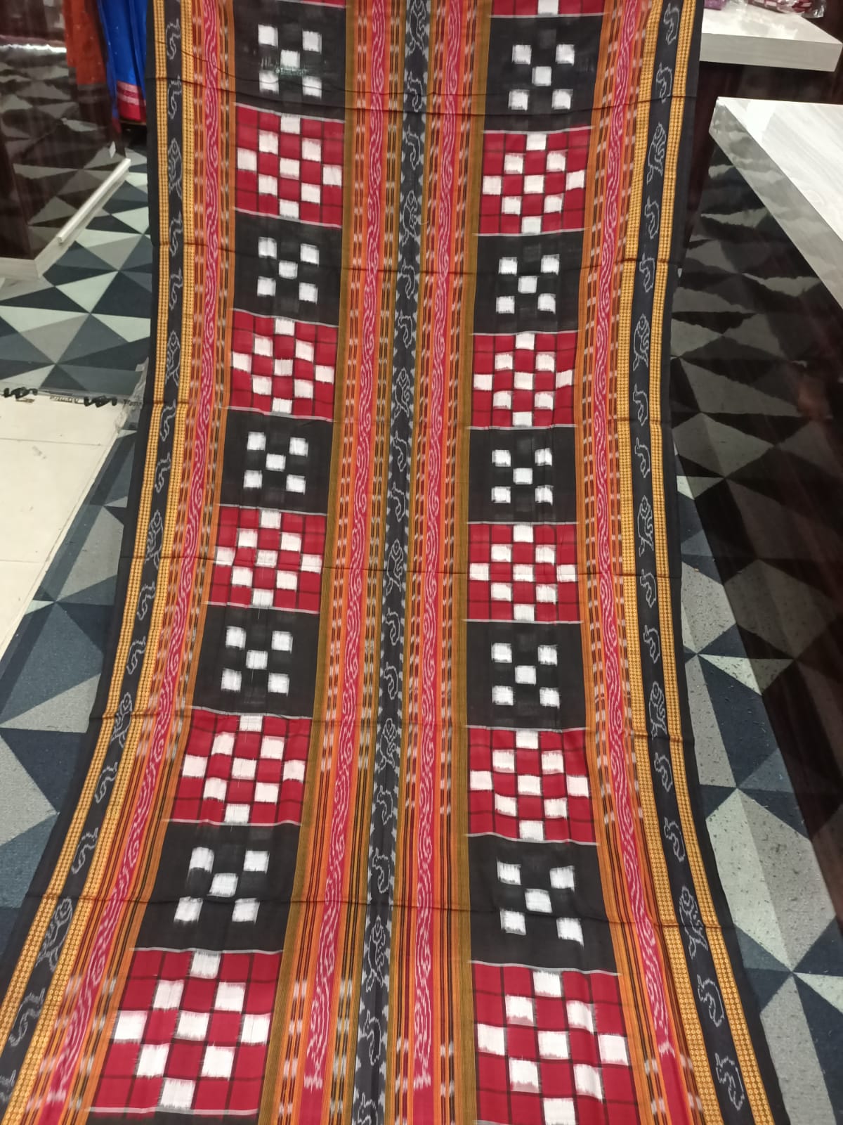 Red Black Bichitrapuri Sambalpuri Cotton Saree