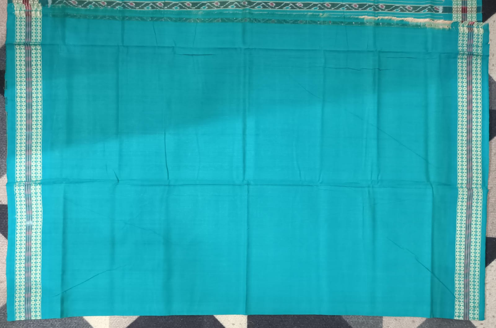 Off White Maroon Sea Green Kothi Animal Sambalpuri Cotton Saree