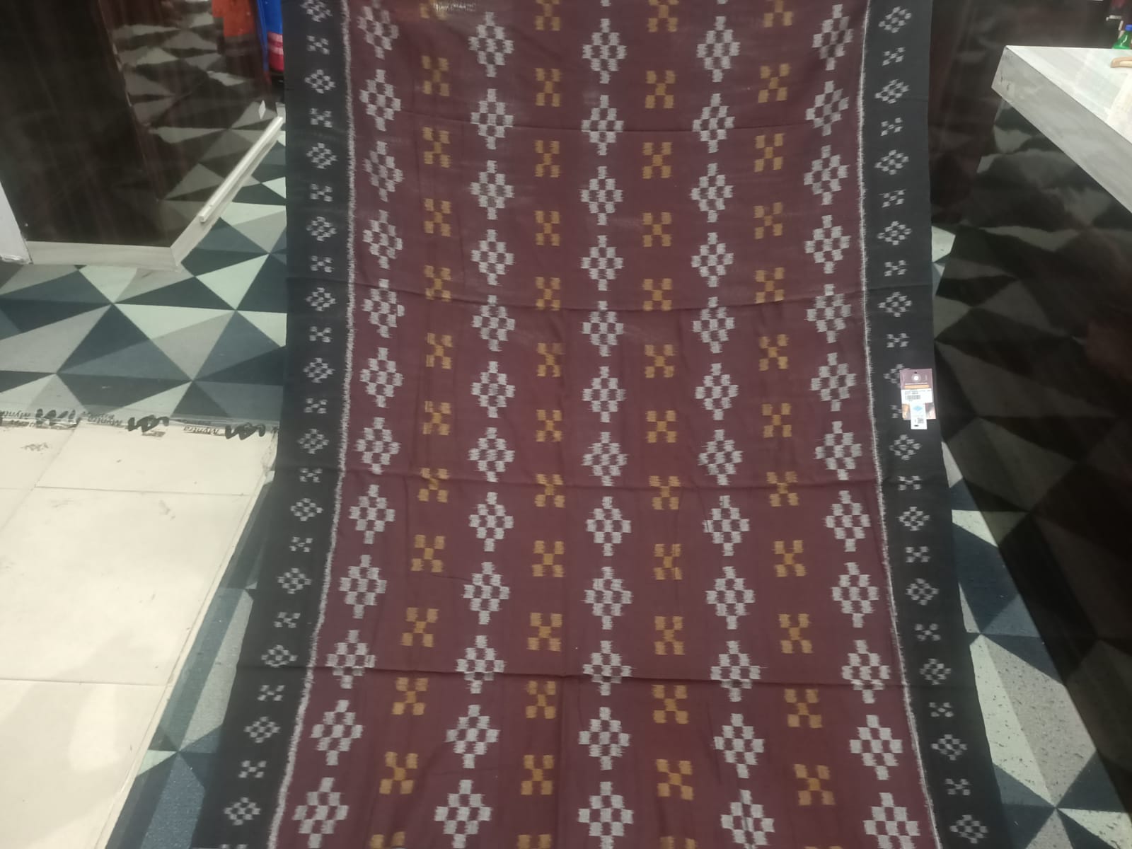 Coffee Black Pasapali  Khandua Cotton Saree