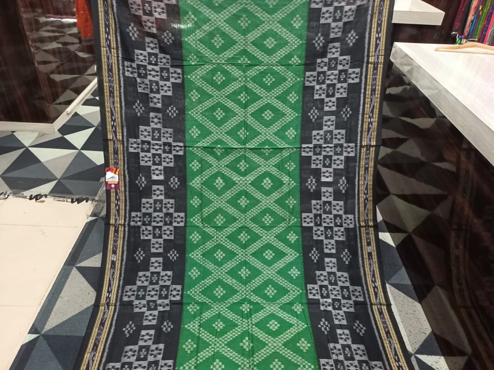Green Black Tarabali Design  Khandua Cotton Saree