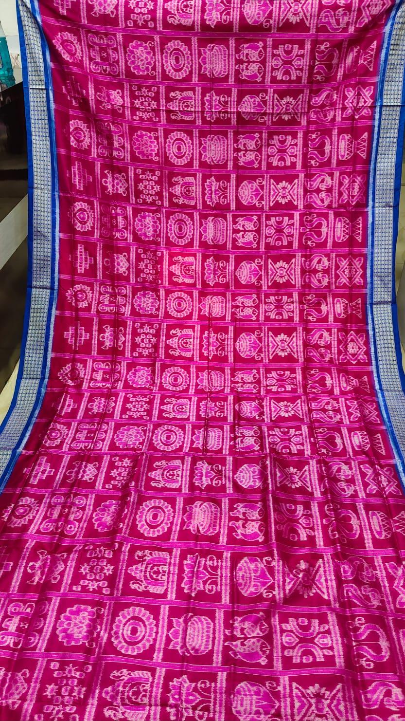 Magenta Blue Nabakothi  Design Sambalpuri Silk Saree