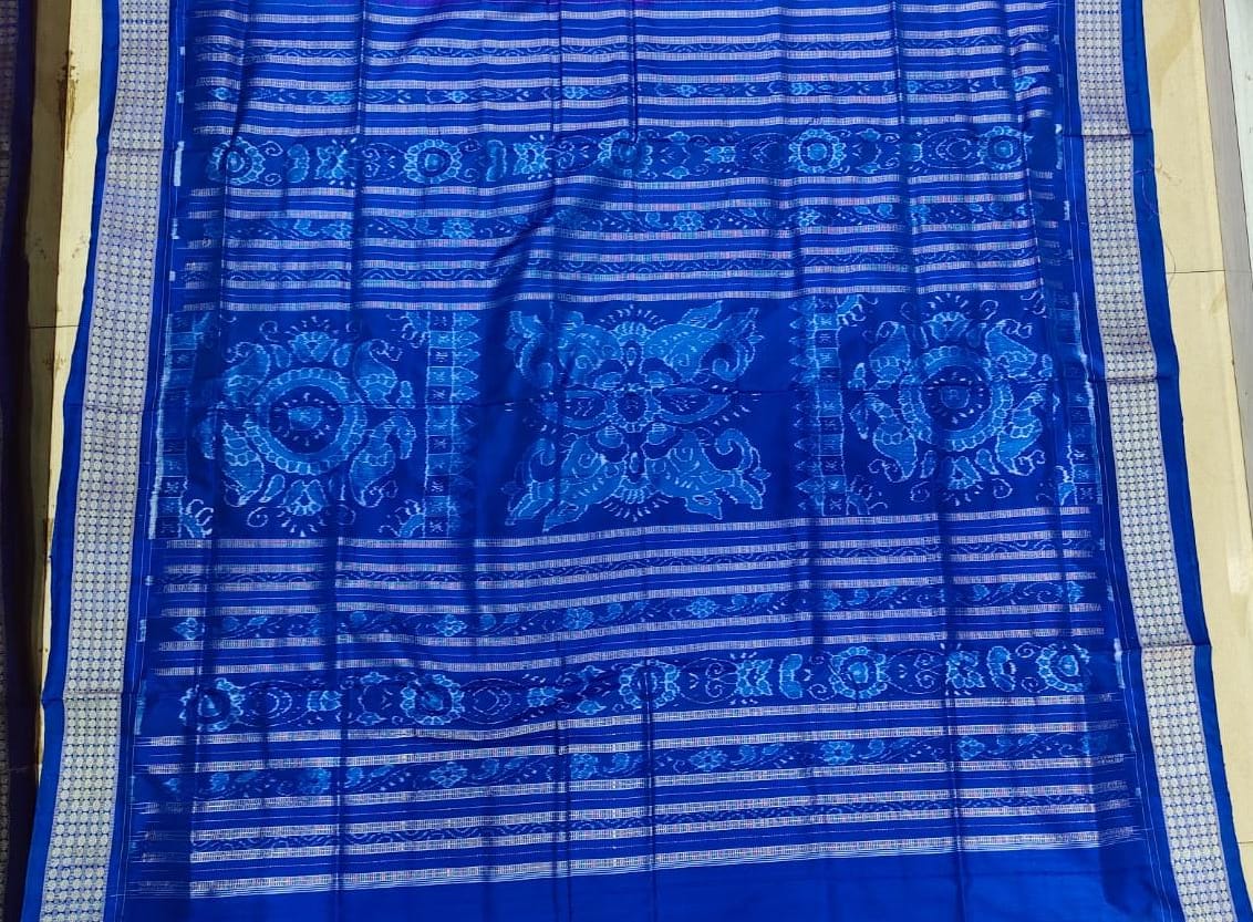 Magenta Blue Nabakothi  Design Sambalpuri Silk Saree