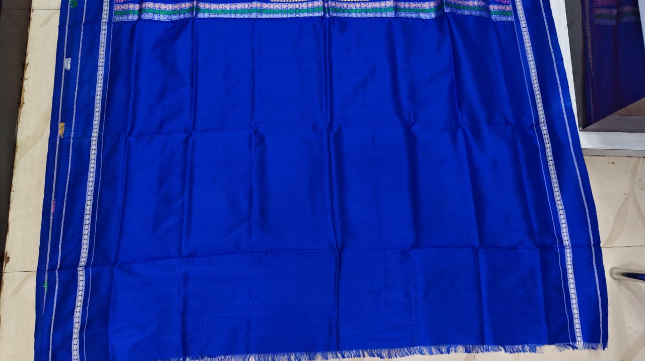 Pista Green Blue Boita Bomkai Silk Saree