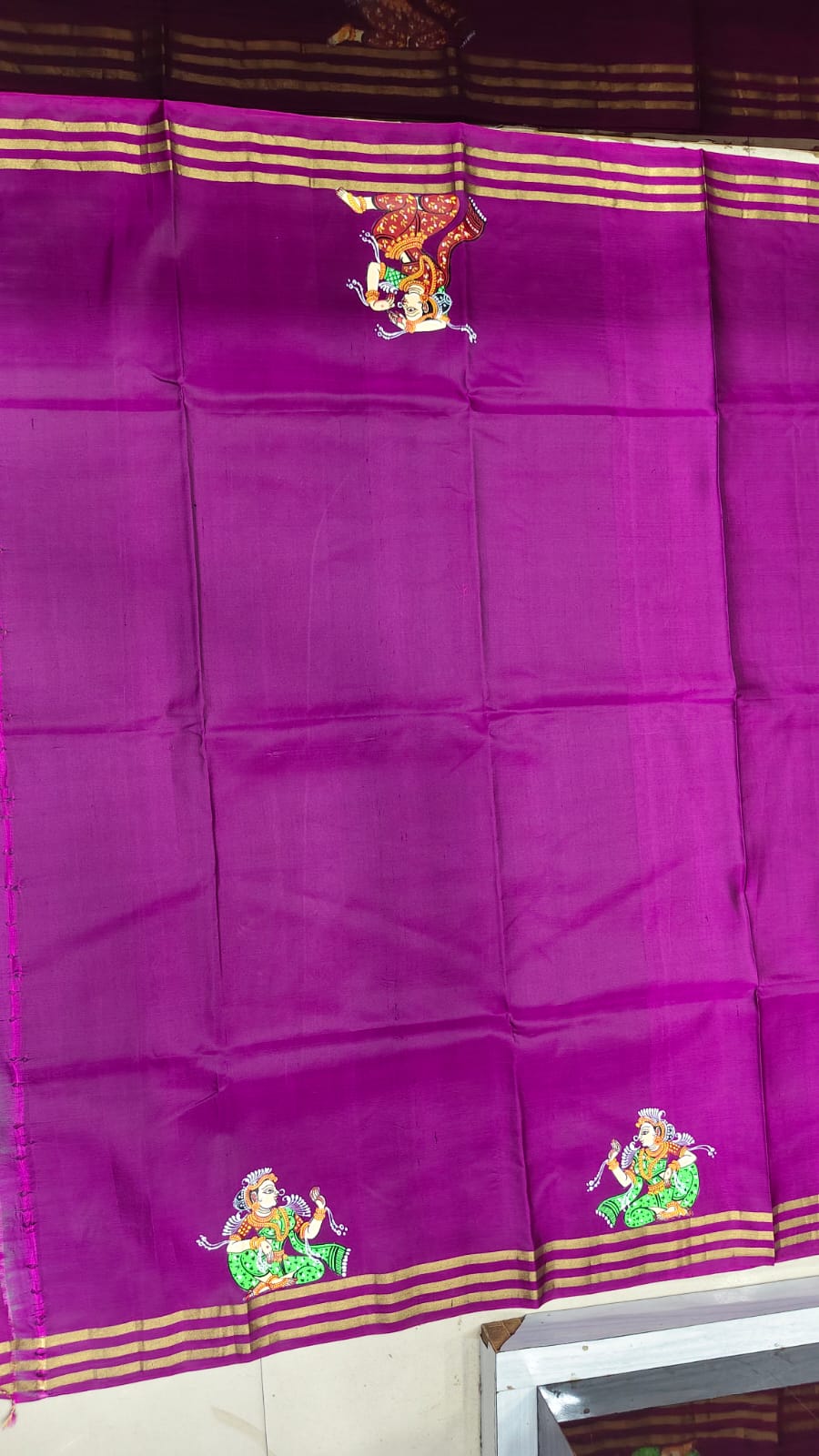 Purple Ratha Yatra Theme Pattachitra Kanjeeveram Silk Saree