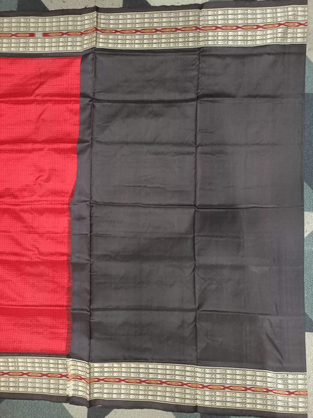 Red Black Sachipar Odisha Handloom Sambalpuri Silk Saree