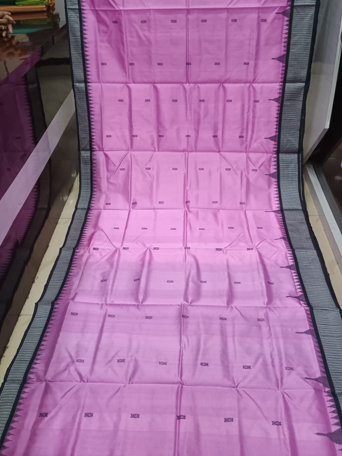 Pink and Black Sambalpuri Handloom Saree with Ikat Pallu