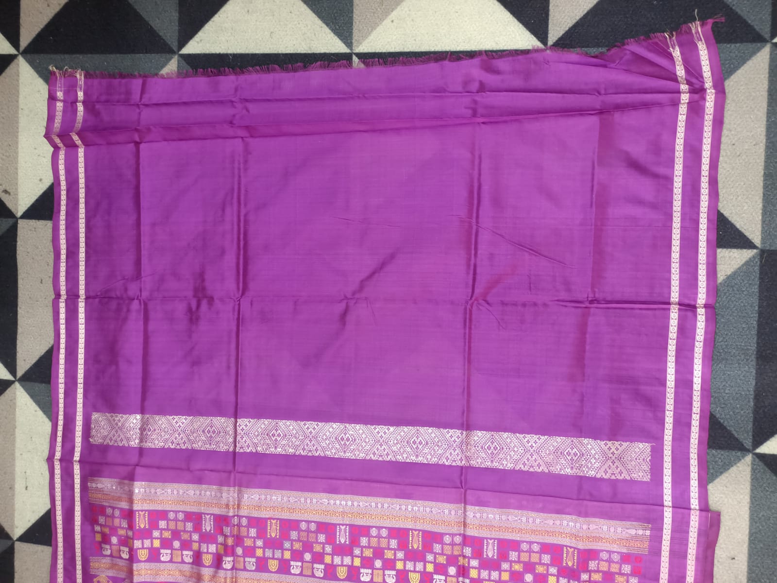 Pista Purple Chilika Theme Exclusive Sambalpuri Silk Saree