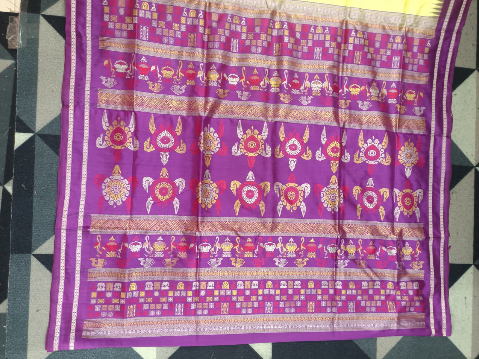 Pista Purple Chilika Theme Exclusive Sambalpuri Silk Saree