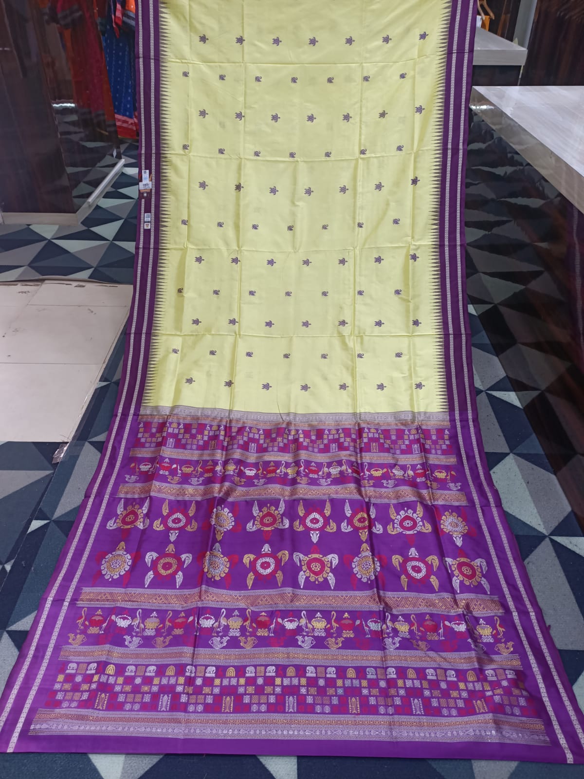 Pista Purple Chilika Theme Exclusive Sambalpuri Silk Saree