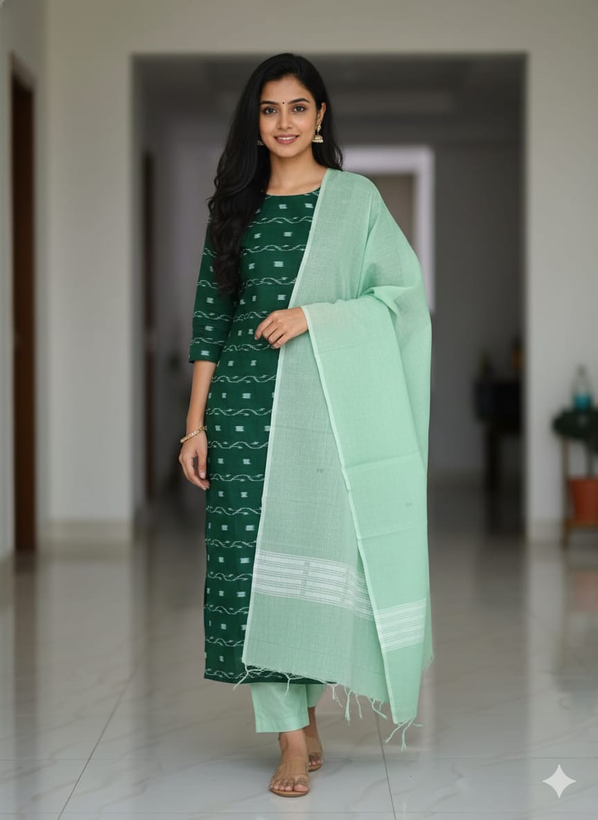 Green Mint Green Lata Design Dress Set