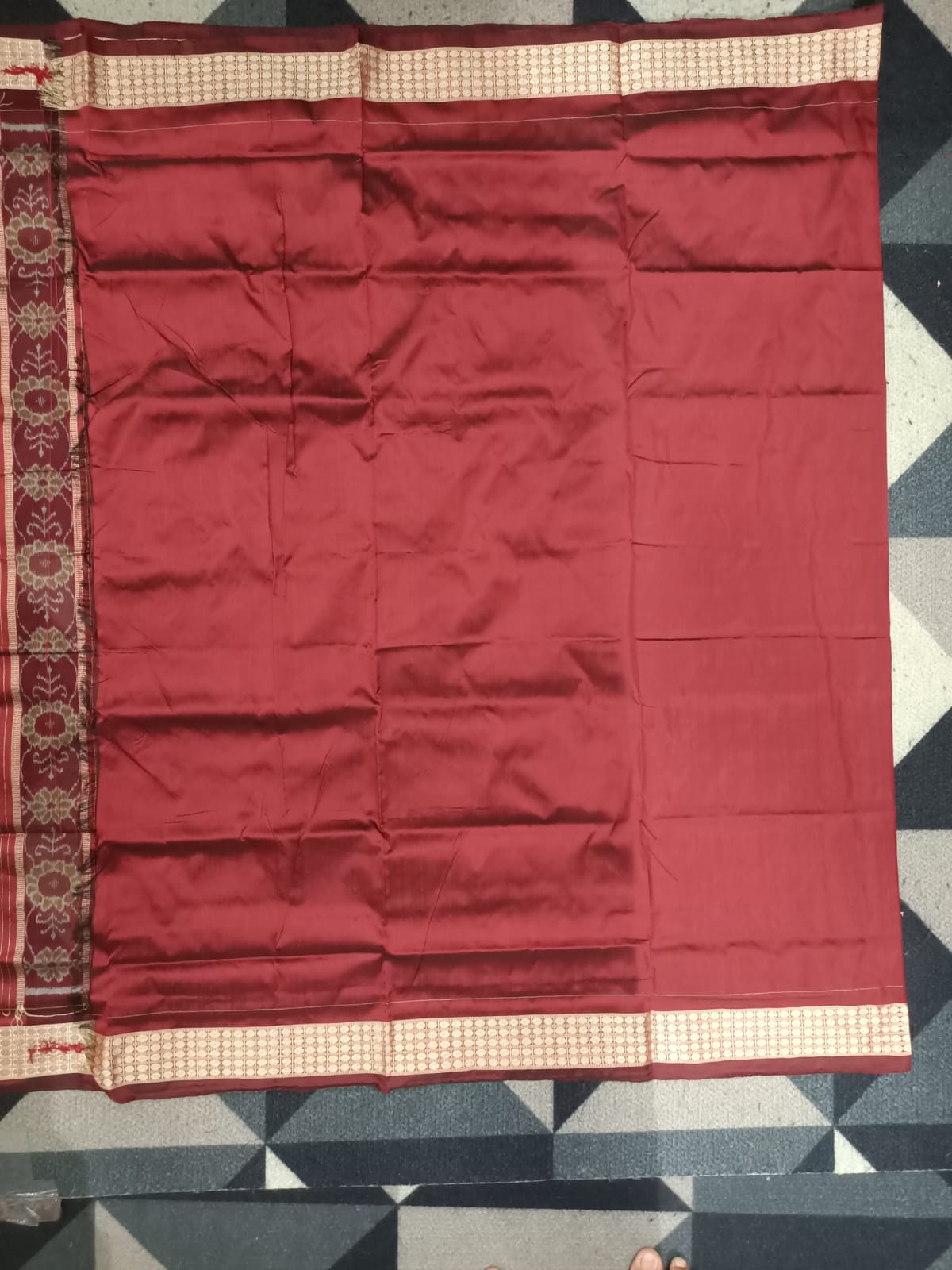 Green Black Mini Pasapali  Sambalpuri Semi Silk Saree