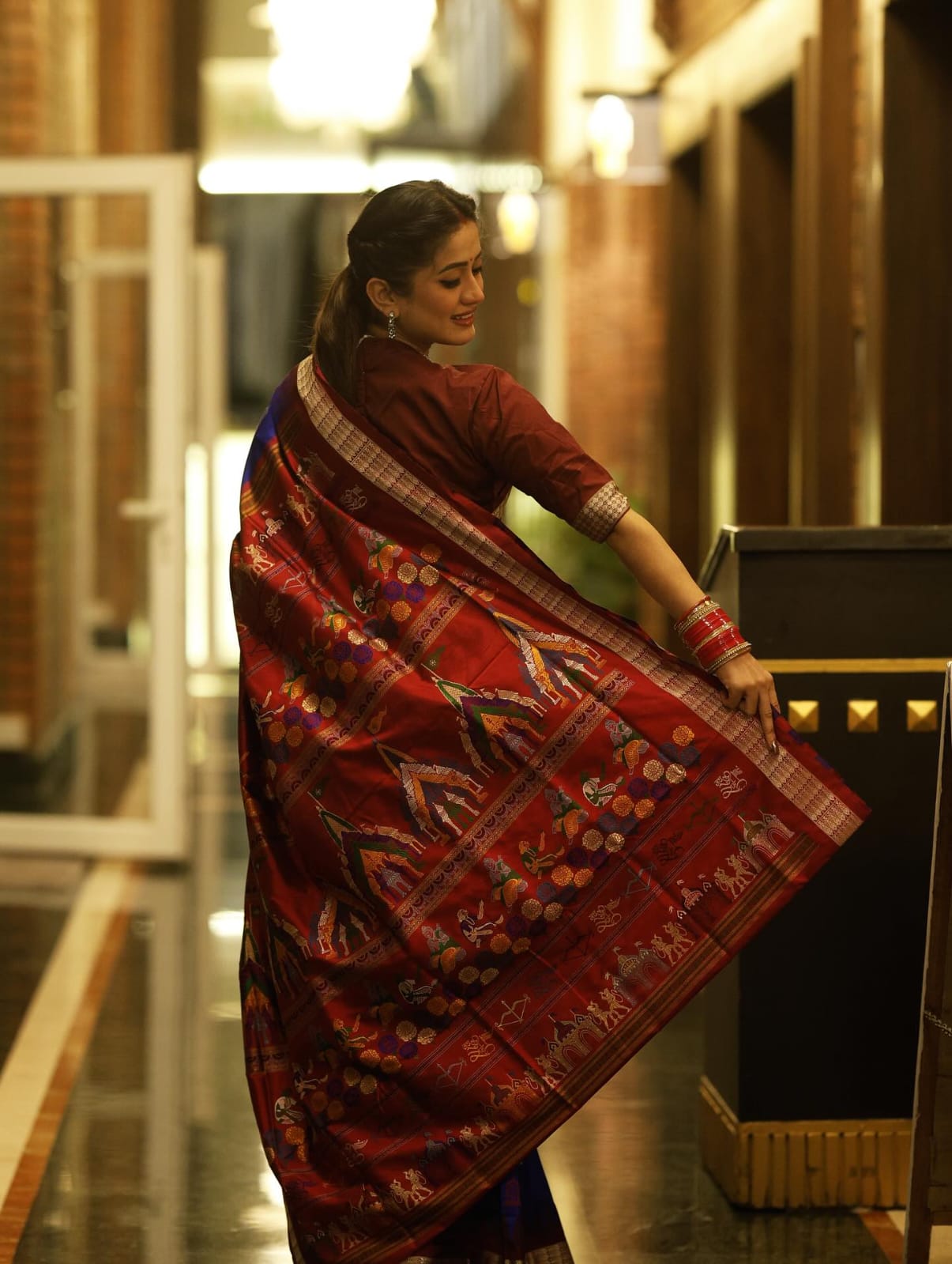 Blue Maroon Sri Ram Exclusive Sambalpuri Silk Saree
