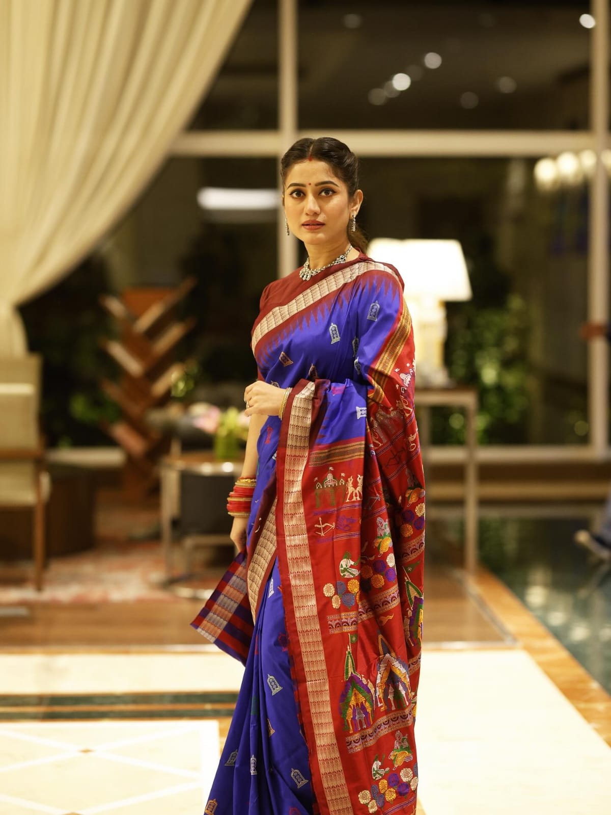Blue Maroon Sri Ram Exclusive Sambalpuri Silk Saree