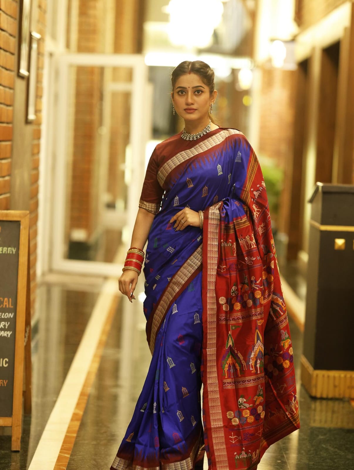 Blue Maroon Sri Ram Exclusive Sambalpuri Silk Saree