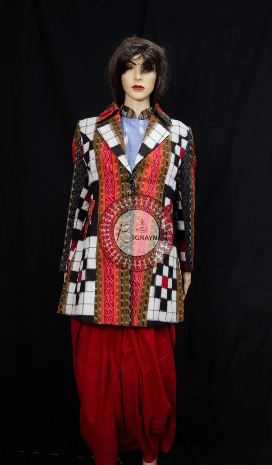 White Black BichitraPuri Pasapali Women’s Blazer
