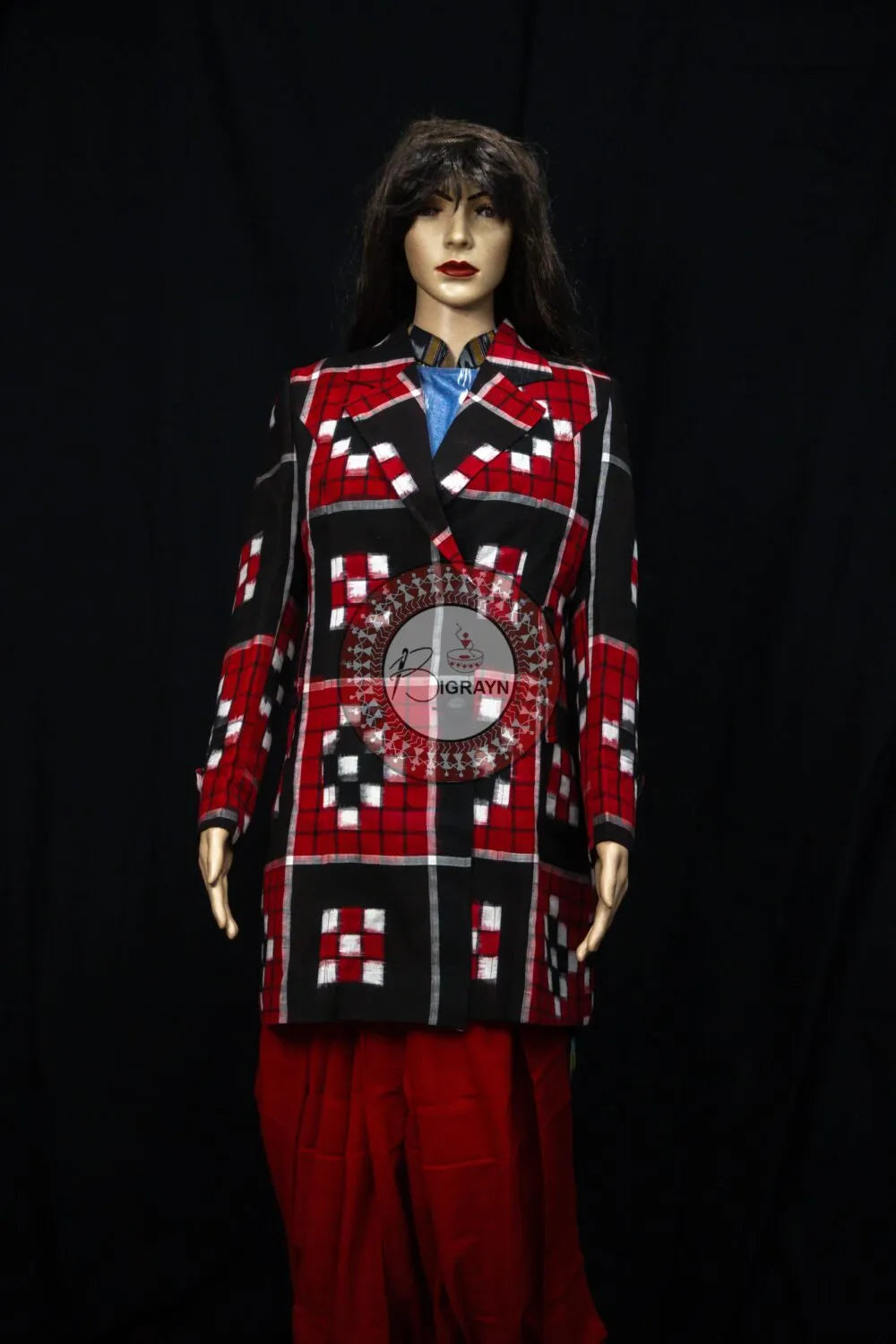 Red Black Kuthi Pasapali Women’s Blazer