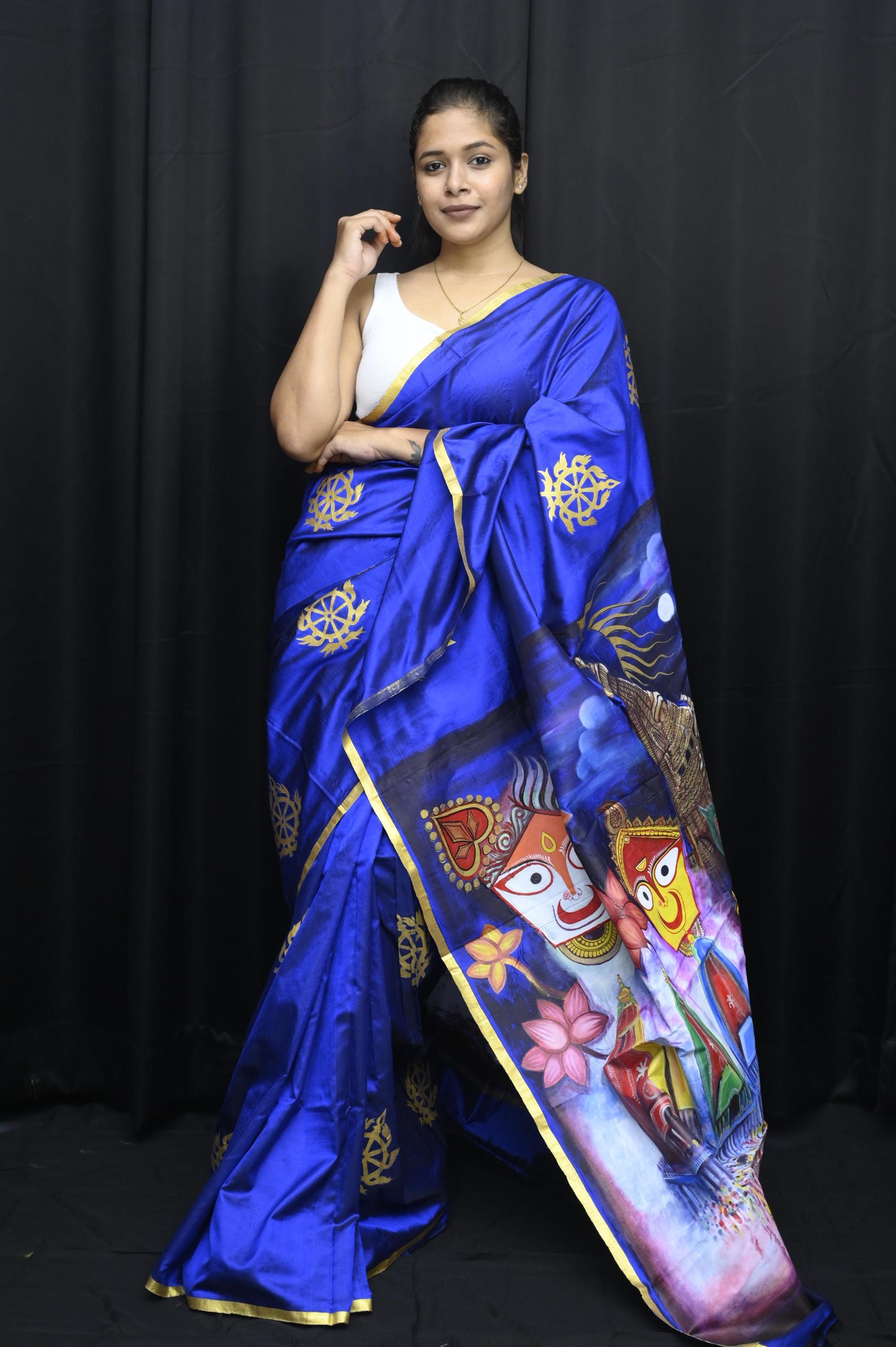 Blue RathYatra JBS Pattachitra Sambalpuri Silk Saree