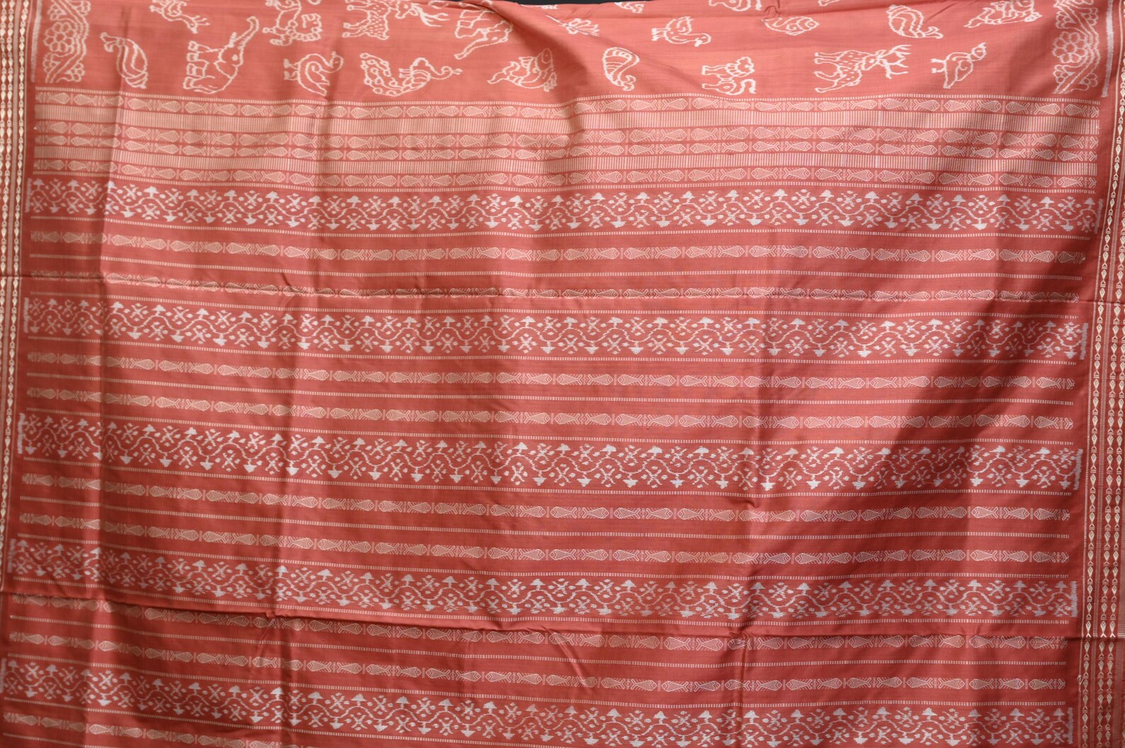 Red Animals Sambalpuri Natural dye Silk Saree